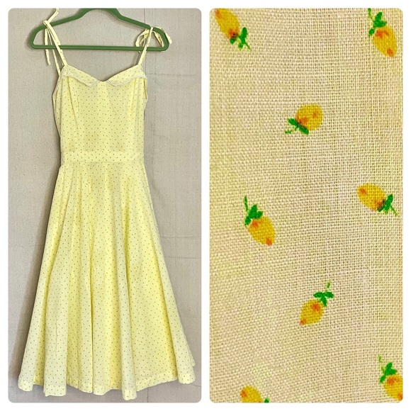 Dresses & Skirts - 💐Vintage Little Flower Yellow Sundress Midi Handmade